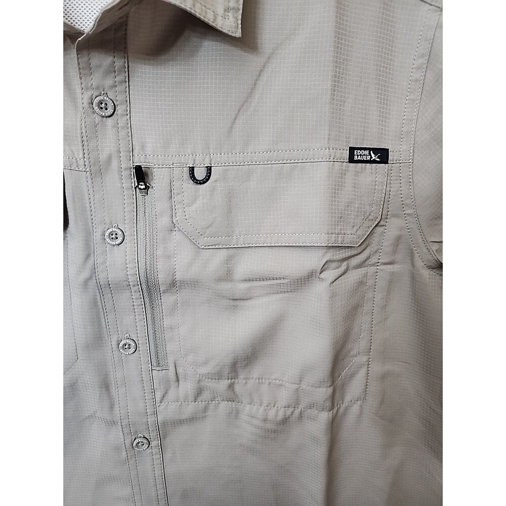 Eddie Bauer Tech Shirt Men S Gray Woven Vented Fishing Outdoor Lightweight NEW - Picture 5 of 9